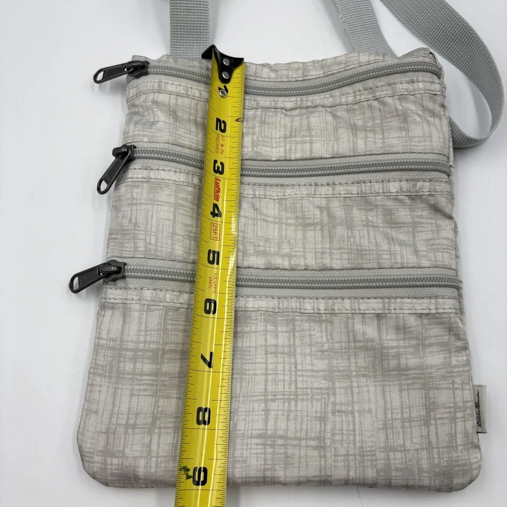 Eddie Bauer Crossbody Bag‎ Womens Small Gray Polyester Multi Zip Travel Purse